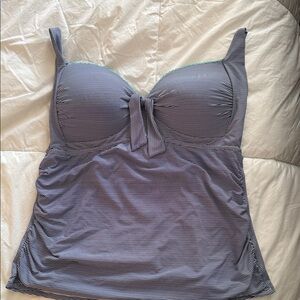 Liz Claiborne Navy and White Pinstripe Swim tankini top